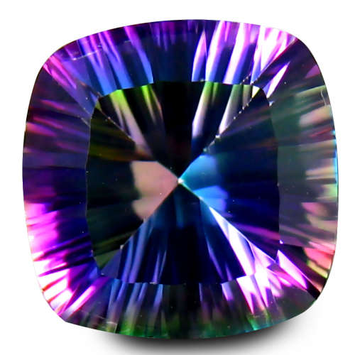 NATURAL 4.65 ct GOOD LOOKING FIRE EXCELLENT CUSHION SHAPE AAA MYSTIC GREEN FIRE TOPAZ