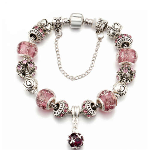 EXCLUSIVE! Vintage Charm Glass Crystal Heart Ball Beaded Womens Bracelets