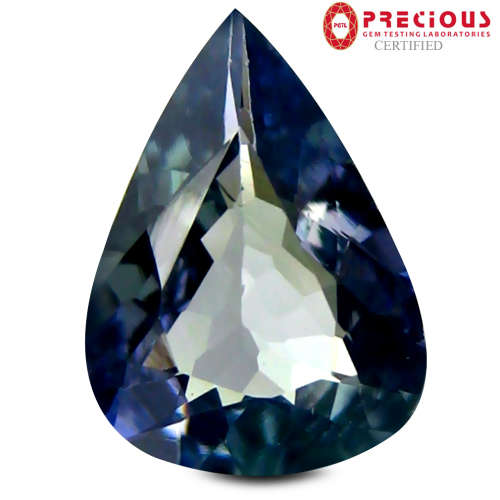 NATURAL 1.01 ct PGTL Certified Unbelievable Pear (8 x 6 mm) Bluish Violet Tanzanite