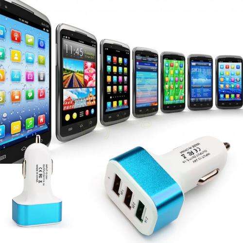 USB Car Charger: 3 Port Car-charger Adapter Socket 2A 2.1A 1A (Triple Universal)