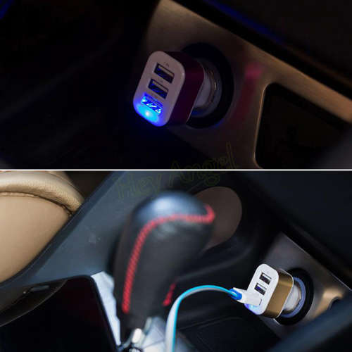 USB Car Charger: 3 Port Car-charger Adapter Socket 2A 2.1A 1A (Triple Universal)