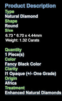 ***CERTIFIED***1.32CT NATURAL SPARKLING RARE FANCY BLACK COLOR ROUND CUT DIAMOND I1+-