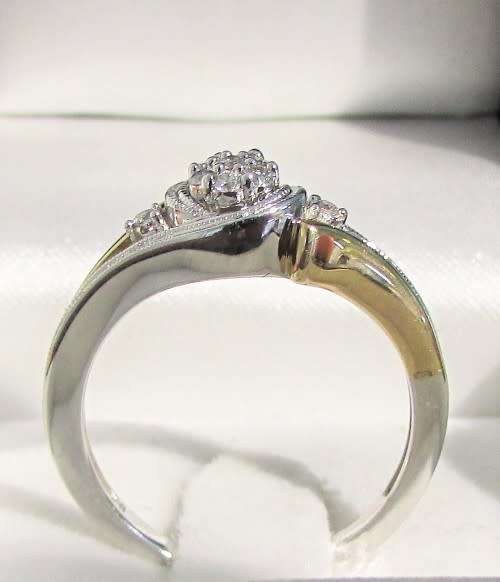 FREE CERTIFICATE********SUPERB TWO TONE [R27639]** SWIRL DESIGN [0.300ct] DIAMOND RING [WHITE / YELL