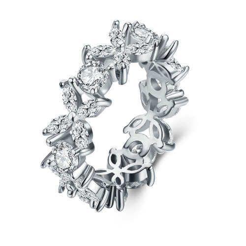 Sophisticated Pave Set Simulated Diamond Band Ring