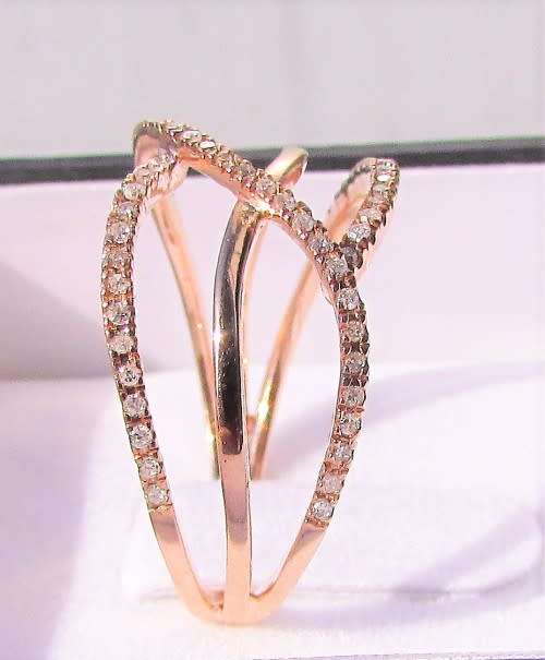 **LAST ONE [R28419]** HIGH QUALITY [0.300ct] ROUND CUT DIAMOND BAND [ROSE GOLD]