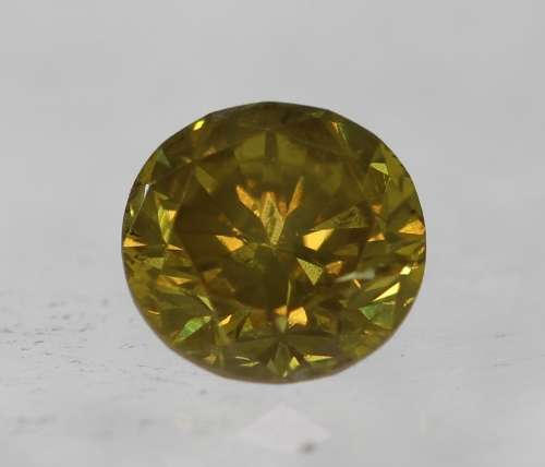Stunning 0.28ct NATURAL ENHANCED Sparkling Rare Yellow Fancy Color Round Cut Diamond i2