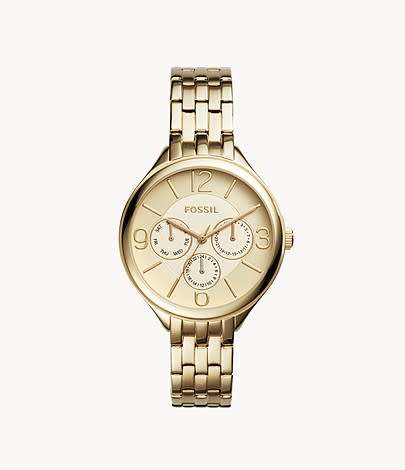 LADIES FOSSIL Suitor Multifunction Gold-Tone Stainless Steel Watch BQ3128 - NEW+BOXED+AUTHENTIC !!