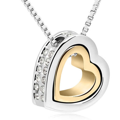 EXQUISITE Double Heart Pendant Made With Swarovski Elements
