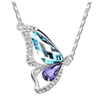 EXQUISITE!! White Gold Plated Crystal Butterfly Pendant Necklace-Made With Swarovski Elements