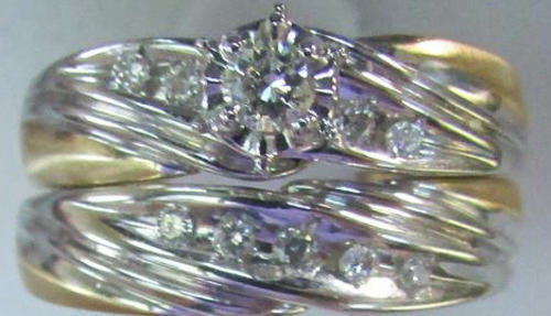 **ONCE-OFF DEAL [R31635]** BRIDAL TWINSET [0.406ct] DIAMOND RINGS [4.314g] YELLOW GOLD