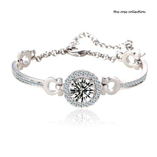 SPARKLING white gold plated Simulated Diamond- Huge 3.5ct solitaire Engagement tennis bracelet