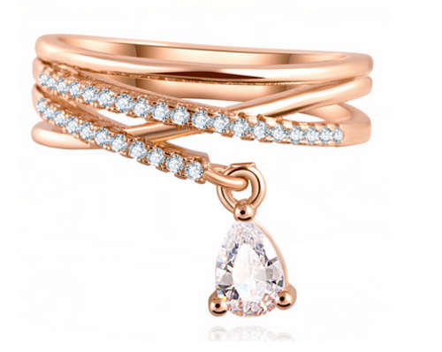 PHENOMENAL!! MULTI LAYER GOLD PLATED WITH SIMULATED DIAMOND RING SIZE 7/17.3MM/O