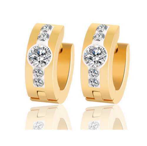 ASTOUNDING YELLOW GOLD PLATED WITH SIMULATED DIAMOND EARRINGS