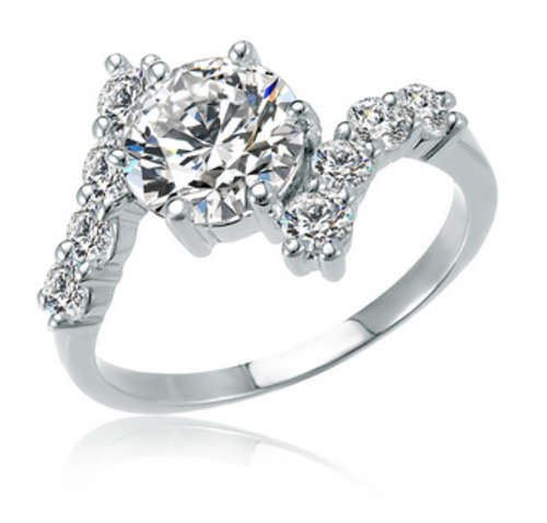 FABULOUS!! SILVER PLATED WITH SIMULATED DIAMOND RING SIZE 6.5/16.7MM/ M 1/2