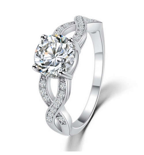 MIND-BOGGLING!! WHITE GOLD PLATED WITH SIMULATED DIAMOND RING SIZE 7/17.3MM/O
