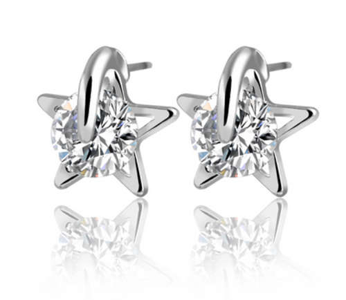 FABULOUS!! STARFISH STYLE SILVER PLATED EARRING WITH SIMULATED DIAMOND ERV R999