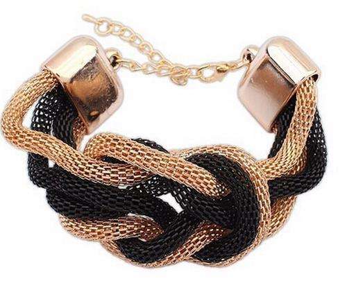 GORGEOUS!! BLACK AND GOLD KNOTTED BRACELET ERV R1599