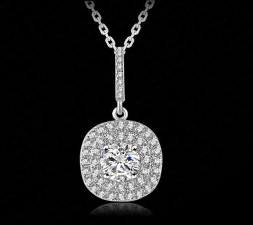 EXTRAORDINARY!! WHITE GOLD PLATED SIMULATED DIAMOND NECKLACE PENDANT