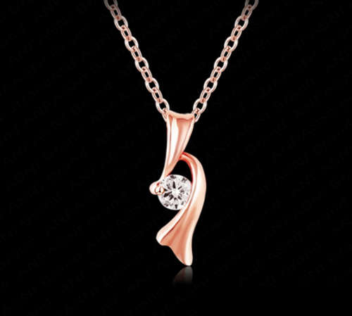 STAGGERING!! UNIQUE DESIGN 18K ROSE GOLD PLATED SIMULATED DIAMOND NECKLACE PENDANT ERV R1599