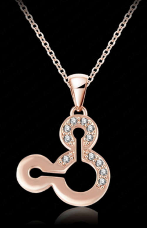 EXTRAORDINARY!! MINI MOUSE 18K ROSE GOLD PLATED SIMULATED DIAMOND NECKLACE PENDANT ERV R1599