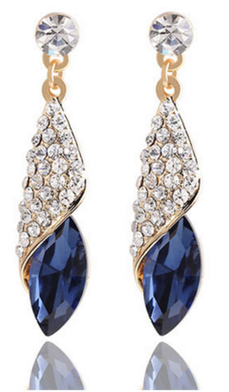 SPARKLING!! YELLOW GOLD PLATED WITH SIMULATED DIAMOND EARRING