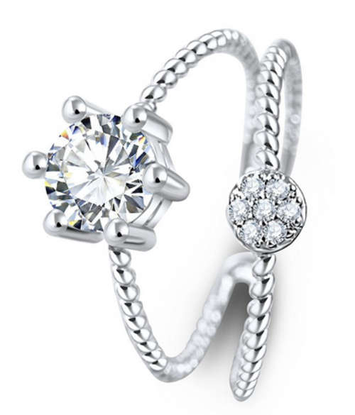 BREATHTAKING!! RESIZABLE WHITE GOLD PLATED WITH SIMULATED DIAMOND RING SIZE 7/17.3MM/O