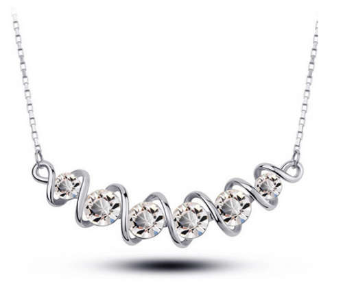 EXTRAORDINARY!! WHITE GOLD PLATED SIMULATED DIAMOND NECKLACE PENDANT