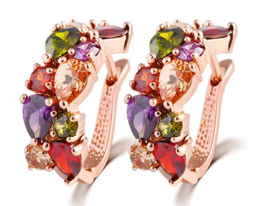SPARKLING!! YELLOW GOLD PLATED WITH SIMULATED DIAMOND EARRING ERV R999