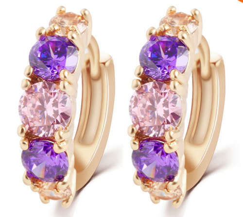 SPARKLING!! YELLOW GOLD PLATED WITH SIMULATED DIAMOND EARRING ERV R999