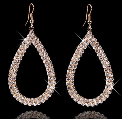 SPARKLING!! YELLOW GOLD PLATED WITH SIMULATED DIAMOND EARRING ERV R999