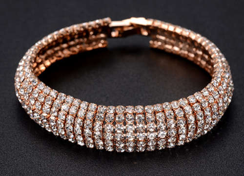 HEADTURNER!! YELLOW GOLD PLATED WITH SIMULATED DIAMOND BRACELET ERV R999
