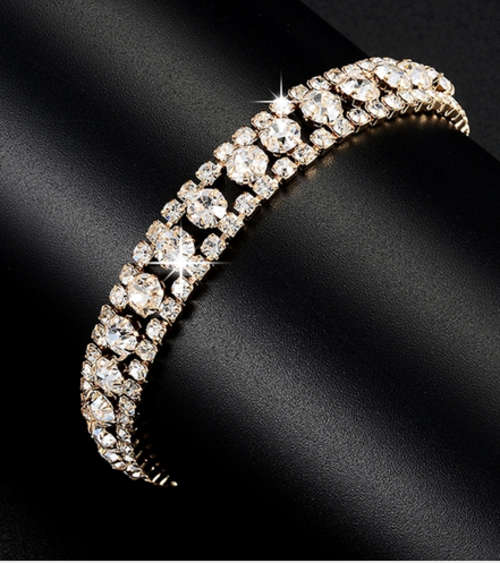 HEADTURNER!! YELLOW GOLD PLATED WITH SIMULATED DIAMOND BRACELET ERV R999