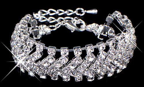 HEADTURNER!! SILVER PLATED WITH SIMULATED DIAMOND BRACELET ERV R999