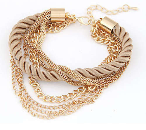 MIND-BLOWING!! ROPE AND CHAIN YELLOW GOLD PLATED BRACELETS ERV R999