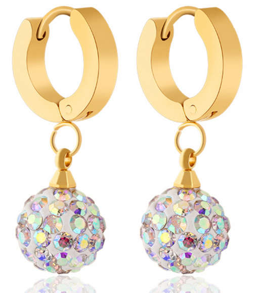 SPARKLING!! YELLOW GOLD PLATED WITH SIMULATED DIAMOND EARRING ERV R999