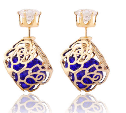 SPARKLING!! YELLOW GOLD PLATED WITH SIMULATED DIAMOND EARRING ERV R999