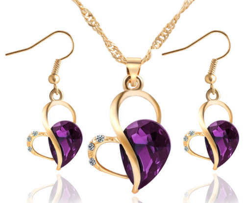 EXQUISITE!! YELLOW GOLD PLATED WITH SIMULATED DIAMOND NECKLACE AND EARRING SET