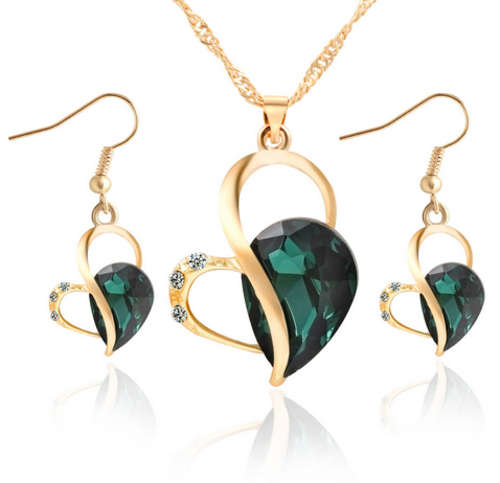 EXQUISITE!! YELLOW GOLD PLATED WITH SIMULATED DIAMOND NECKLACE AND EARRING SET ERV R999