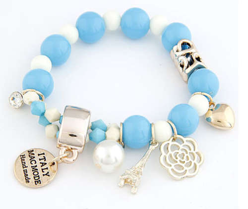 SENSATIONAL!! GOLD PLATED CHARM BRACELET WITH SIMULATED DIAMOND ERV R999