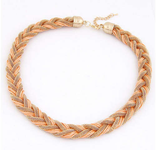 MARVELLOUS!! PEACH AND GOLD PLATED CUFF NECKLACE ERV R999