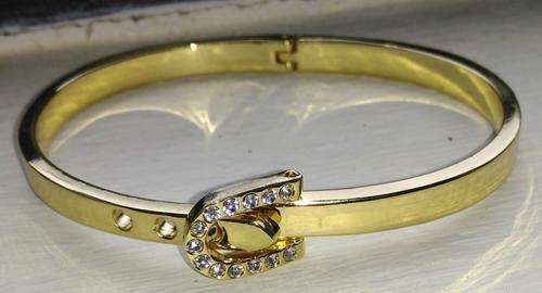 BREATHTAKING!! YELLOW GOLD PLATED BELT BUCKLE STYLE BRACELET ERV R1500