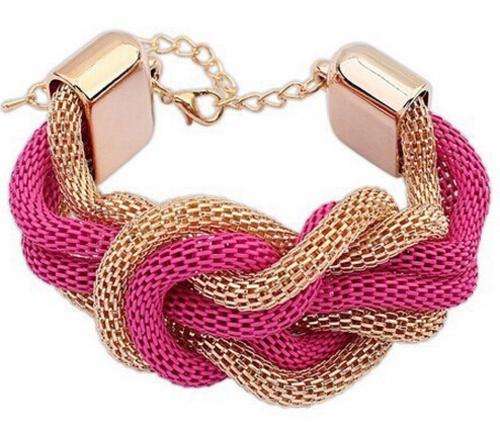 GORGEOUS!! PINK AND GOLD PLATED FAUX KNOTTED BRACELET ERV R699