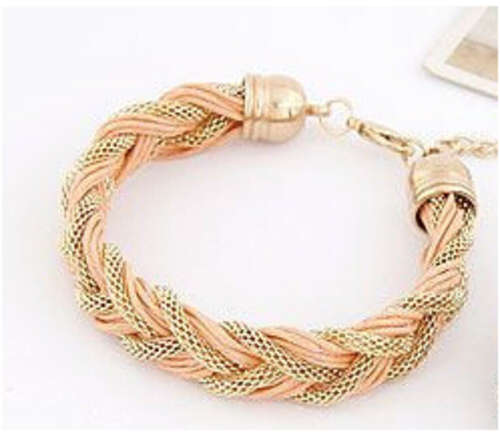 MARVELLOUS!! PEACH AND GOLD PLATED CUFF BRACELET ERV R999