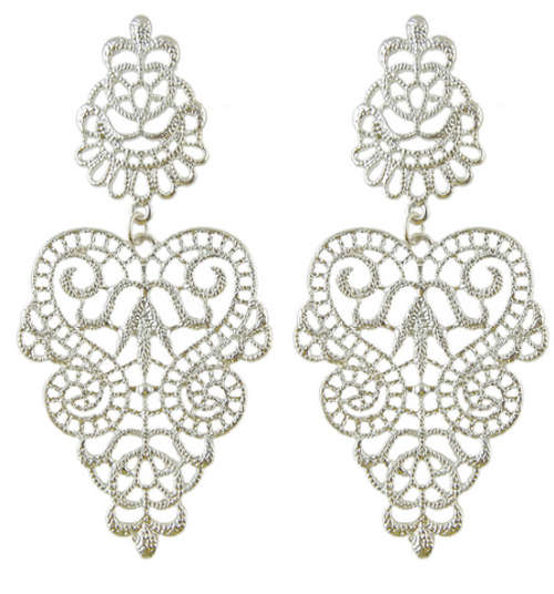 PHENOMENAL!! SILVER PLATED LACE EARRING ERV R999