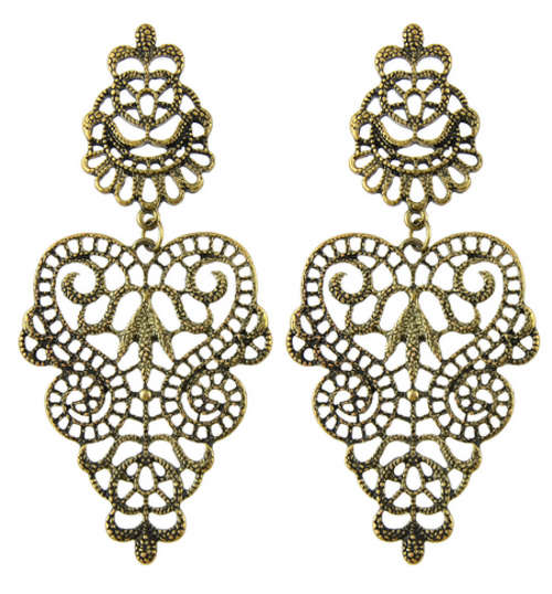 PHENOMENAL!! BRONZE PLATED LACE EARRING ERV R999
