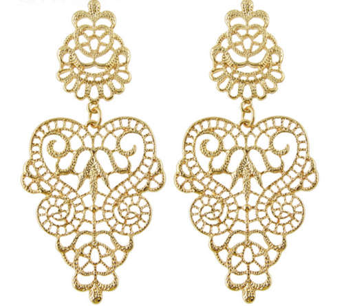 PHENOMENAL!! YELLOW GOLD PLATED LACE EARRING ERV R999