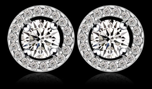 PHENOMENAL!! WHITE GOLD PLATED WITH SIMULATED DIAMOND EARRING
