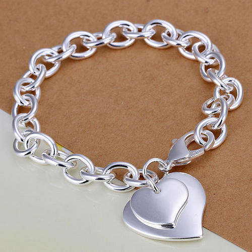 SENSATIONAL!! HEART PENDANT SILVER FILLED BRACELET