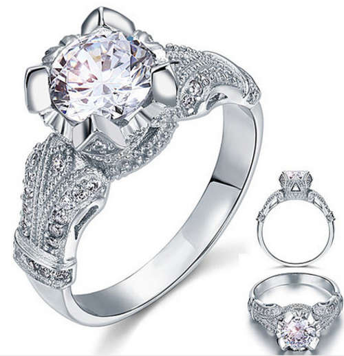 PHENOMENAL!! STERLING SILVER WITH 2CT LAB CREATED DIAMOND RING SIZE 7.17.3MM/O ERVR2499