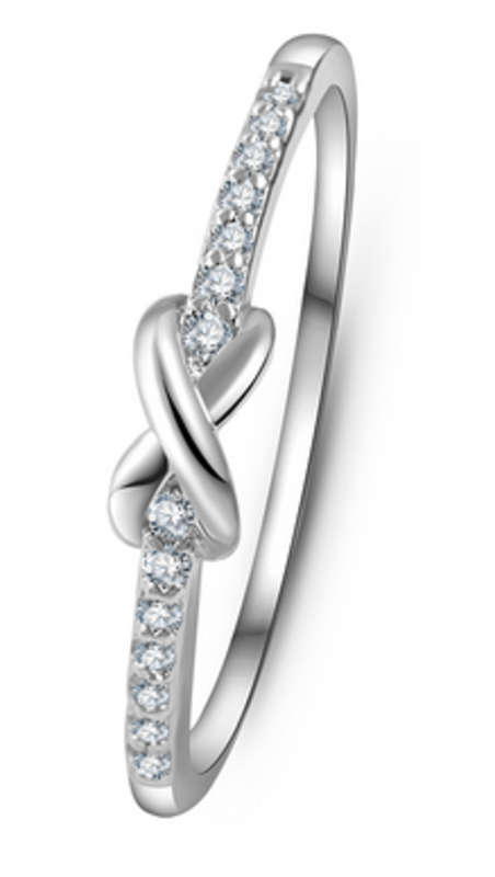 PHENOMENAL!! SILVER PLATED INFINITY DESIGN WITH SIMULATED DIAMOND RING SIZE 9/19 MM/R 1/2